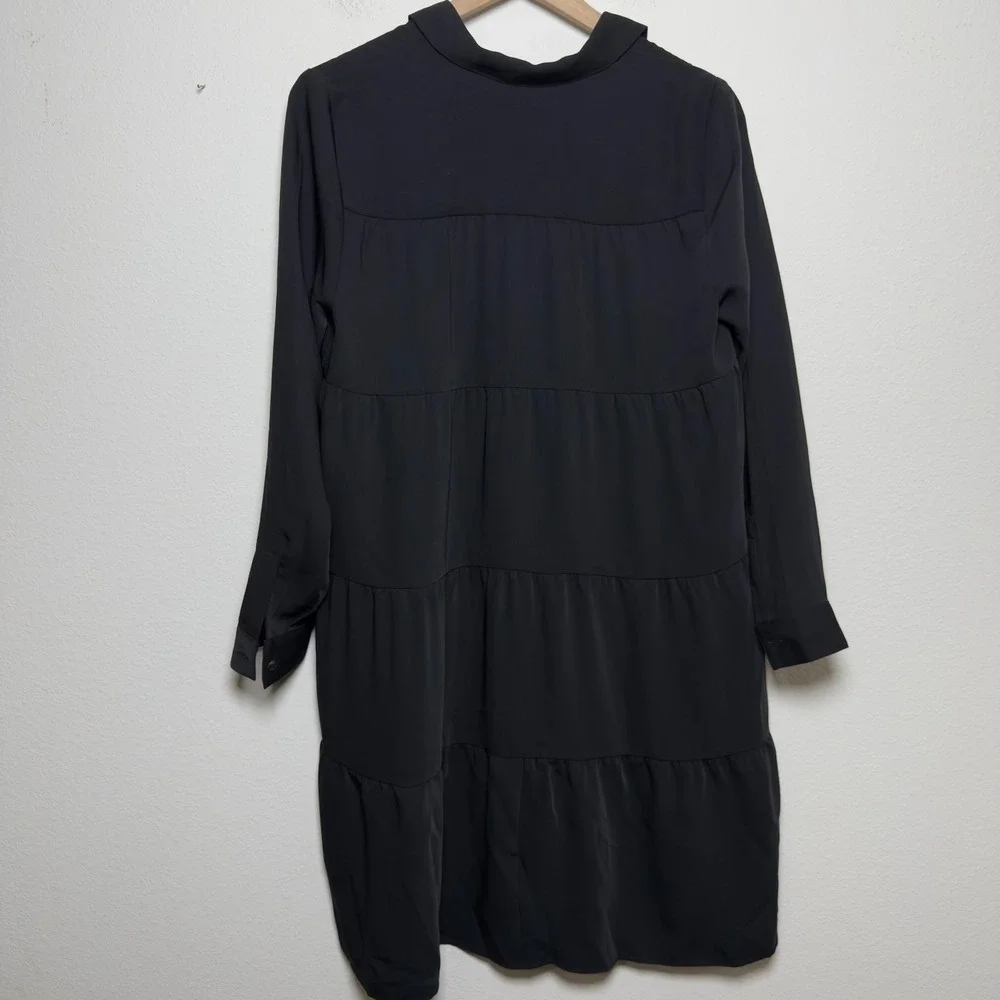 NEW J. Jill Wearever Collection Women Shirt Dress Black Small Minimalist Button